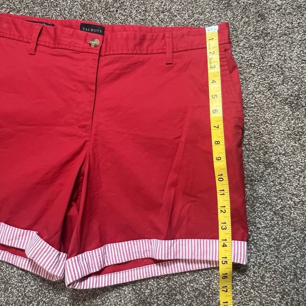 Talbots Women’s Red Relaxed Chino Short Cuffs Petite Size 12 Stretch Christmas - Picture 7 of 12